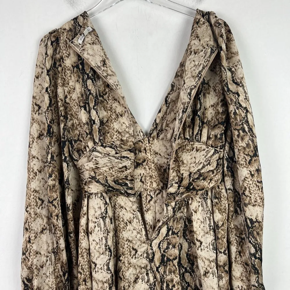 Ronny Kobo Orzora Snake Print Mini Dress Long Sleeves Size XS EUC Tan - Image 13