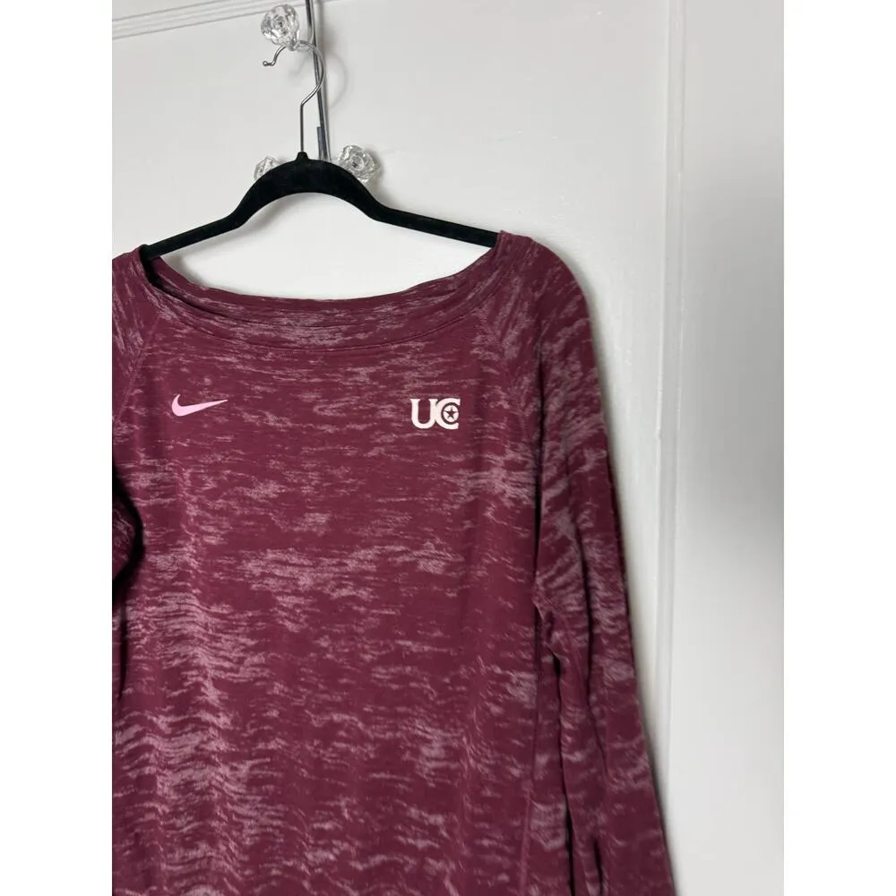 Nike T-shirt Women's Large Tall Long Sleeve University Charleston Burgundy Knit - Image 2