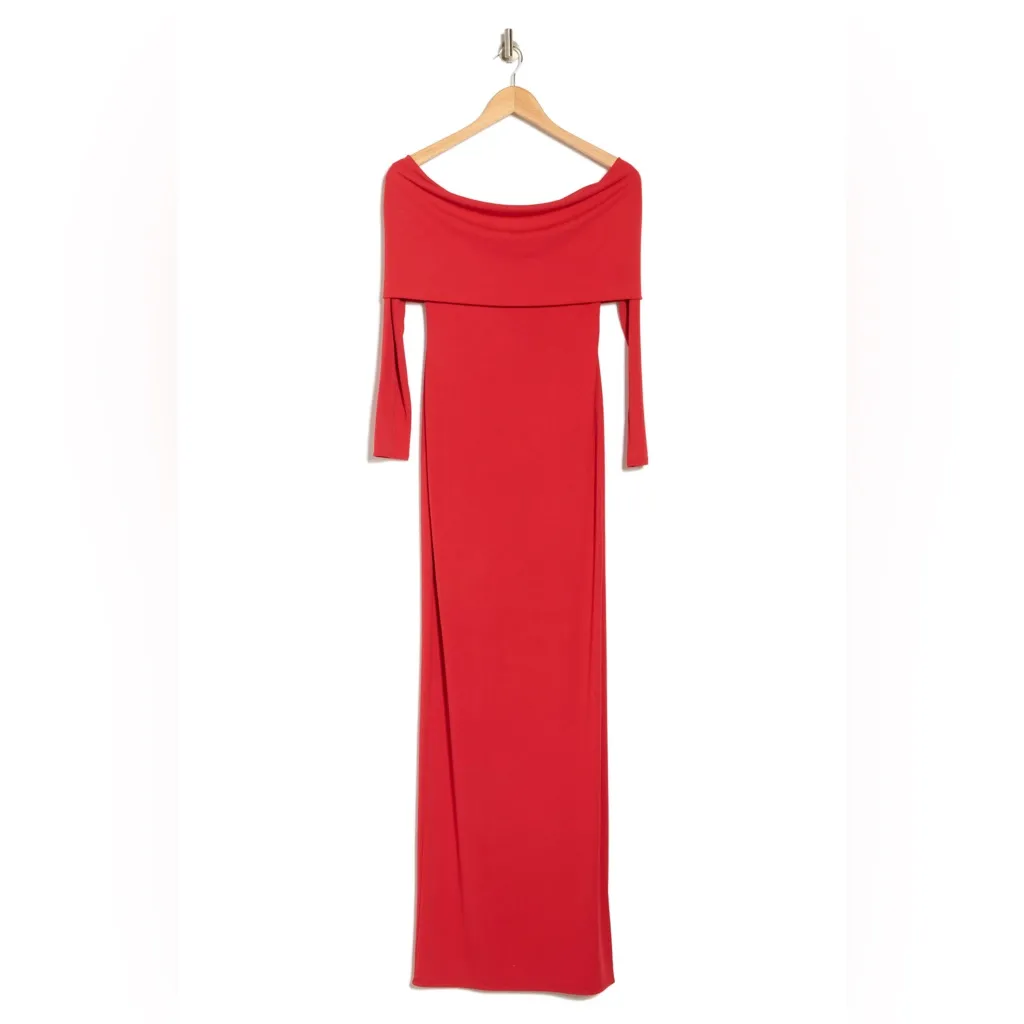 Alice+Olivia Coretta Off-the-Shoulder Long Sleeve Maxi Dress in Red, NWT, Size L - Image 5