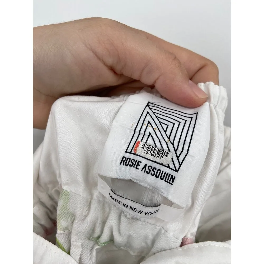 Rosie Assoulin Strapless Off Shoulder White Pastel Print Bell Cuff Midi Dress 4 - Image 7