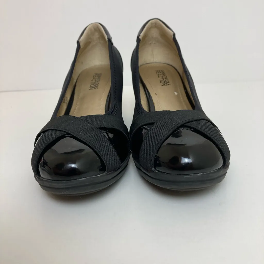 Kenneth Cole Reaction Don’t Cross Me Faux Black Patent Leather Wedge Shoes Size 6 - Image 3