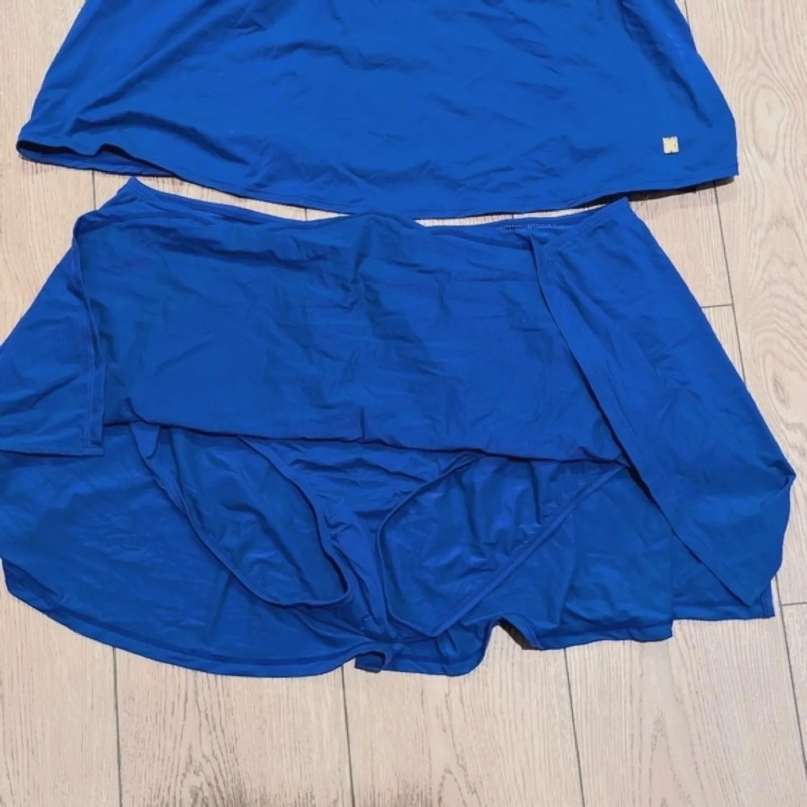 Liz Claiborne Swimsuit Plus 24w 24 3X Blue Tankini Ruffled Swim Skirt Set NWT - Image 2