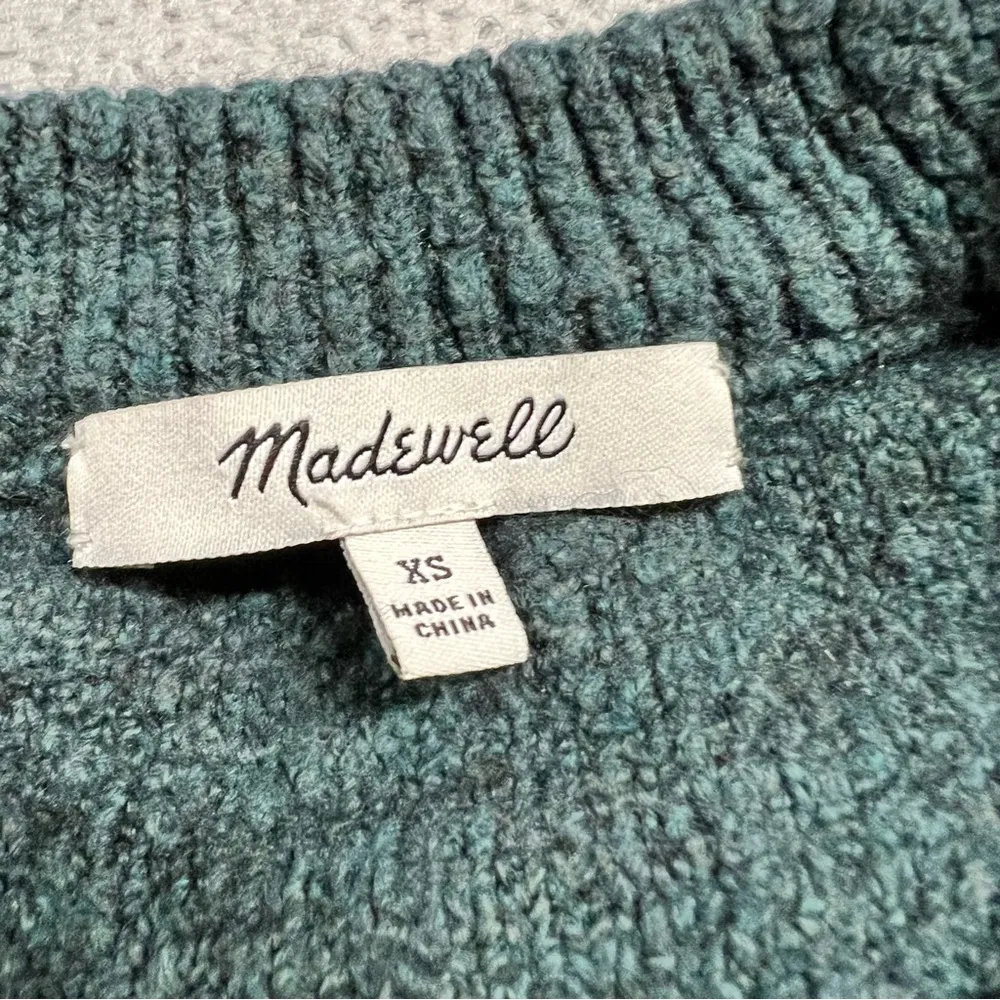 Madewell Embroidered Cross-Stitch Floral Pullover Sweater in Forest Green XSmall - Image 7