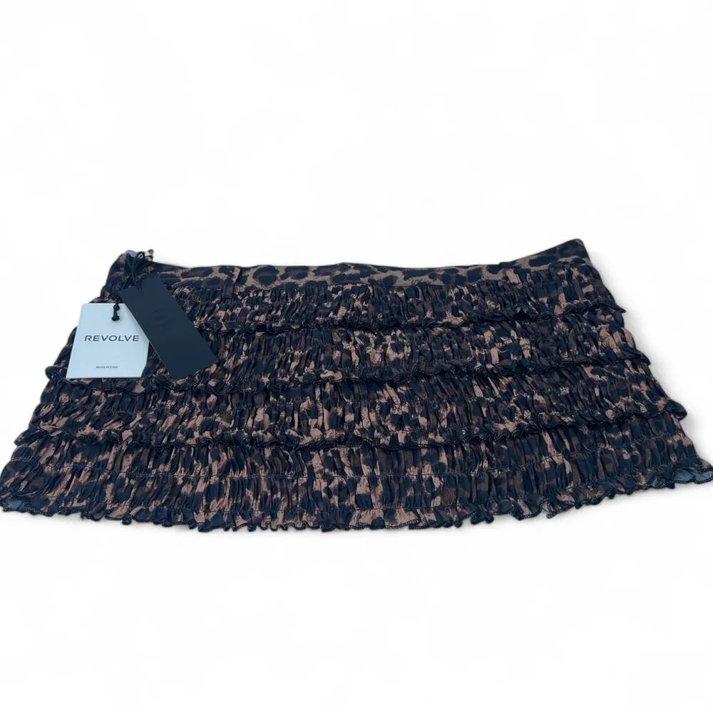 New Revolve Lioness L Match Point Mini Skort Skirt Shorts Print Leopard Ruffle - Image 2