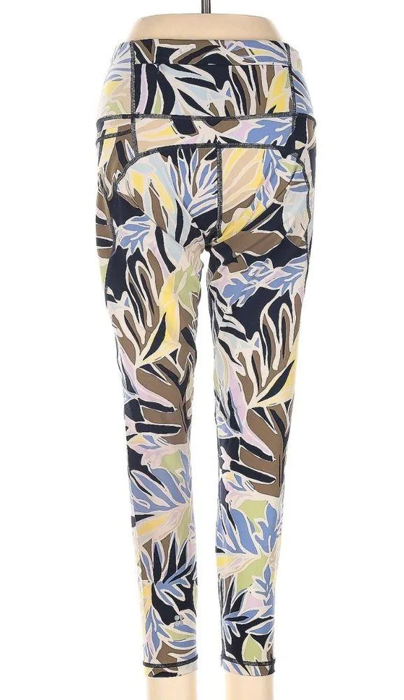 Sweaty Betty Power 7/8 Leggings Yoga Green Paper Leaf Print Size XS (UK 8-10) - Image 4