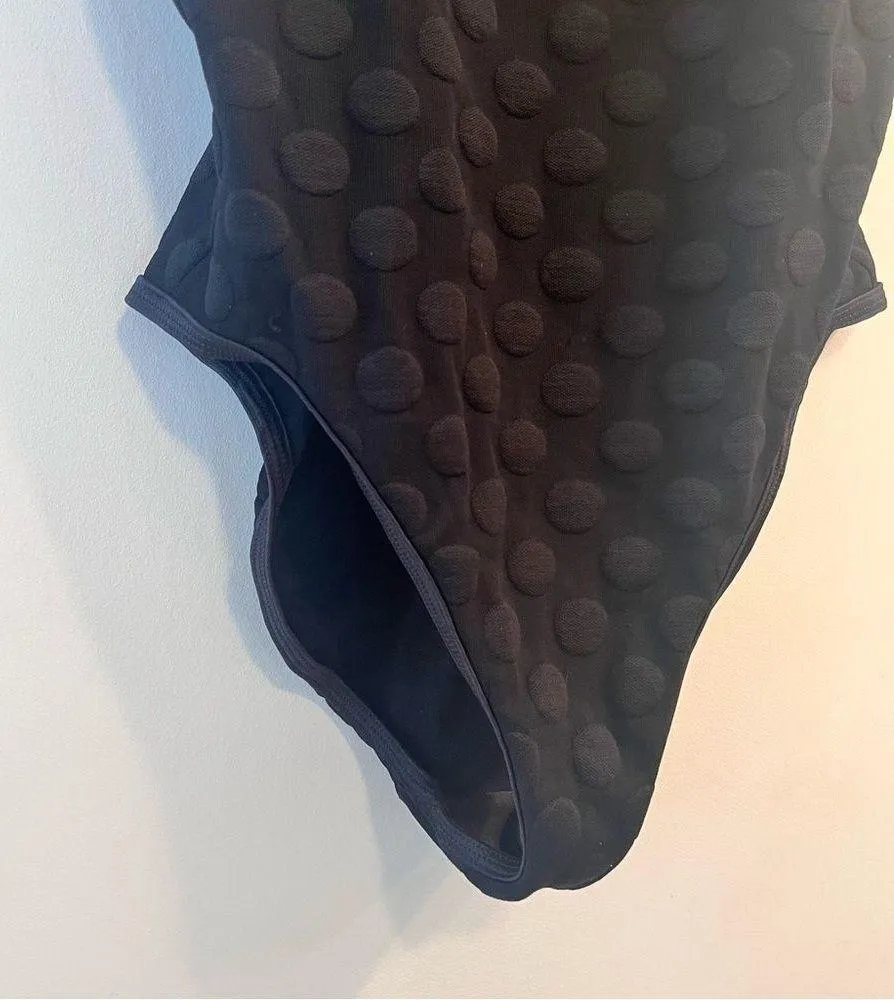 Baja Blue Vintage One Piece Black Polka Dot Bathing Suit Size 12 - Image 3