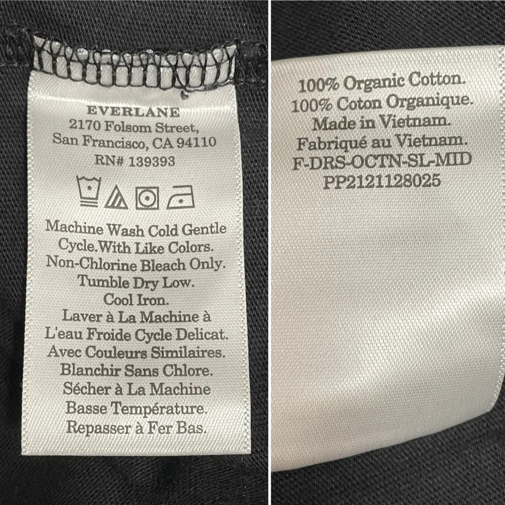 Everlane The Weekend Tank Dress Black Organic Cotton Midi Sleeveless Size Medium - Image 9