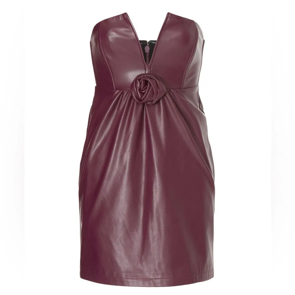 ASHLEY PARK x RTR Voila Purple Dark Plum Vegan Leather Dress Size 12 Large L - Image 8