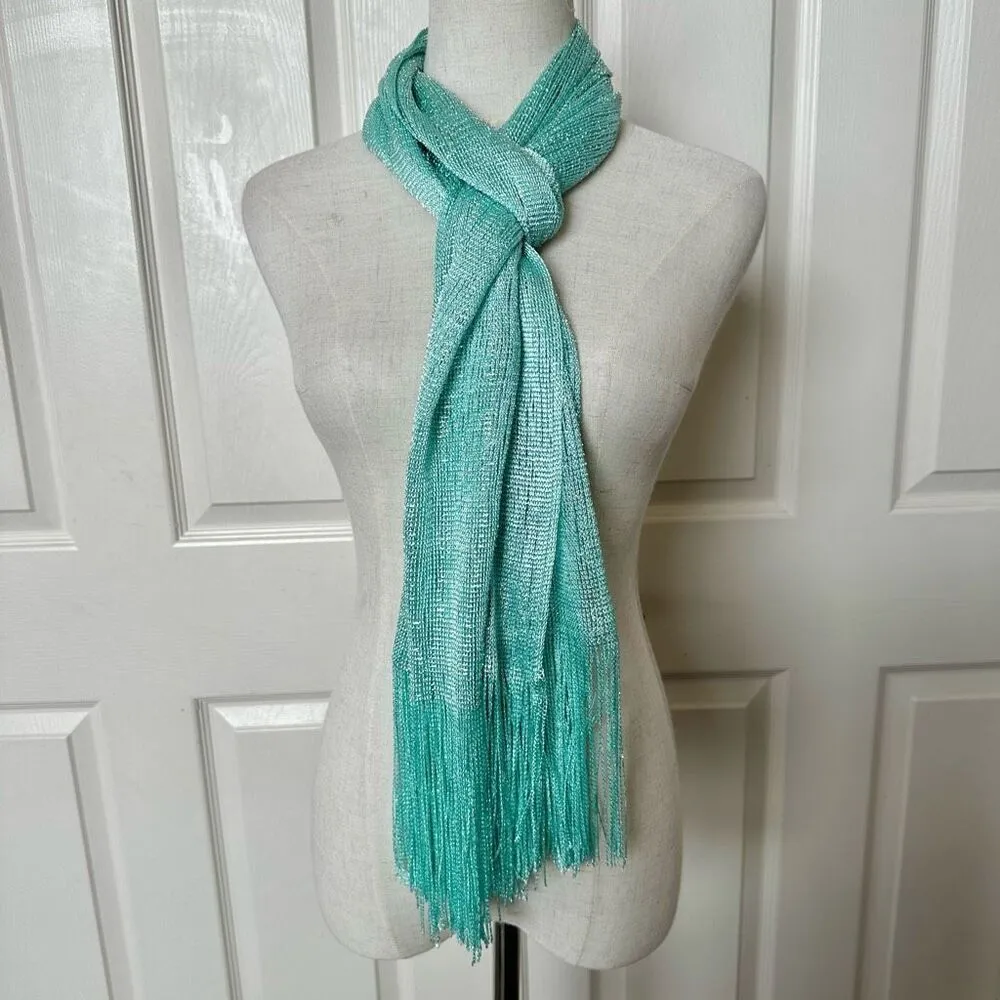Green long fringe scarf - Image 8