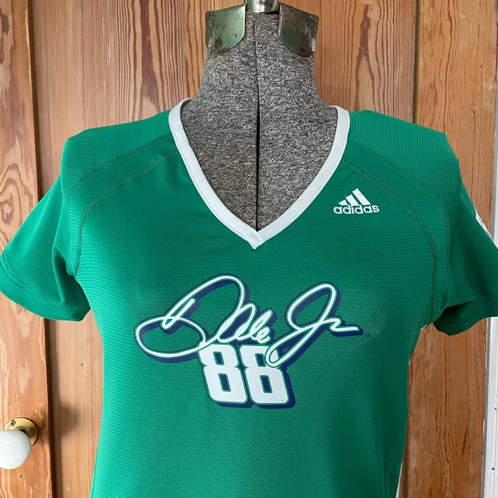 Y2K NASCAR Adidas Climalite 365 Dale Earnhardt Jr #88 V Neck Shirt - Sz S 💚🎀 - Image 2