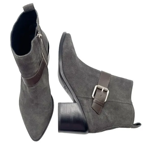 NWT AllSaints Jason Boot Charcoal Gray Suede Buckle Ankle Bootie Women’s Size 9 - Image 12