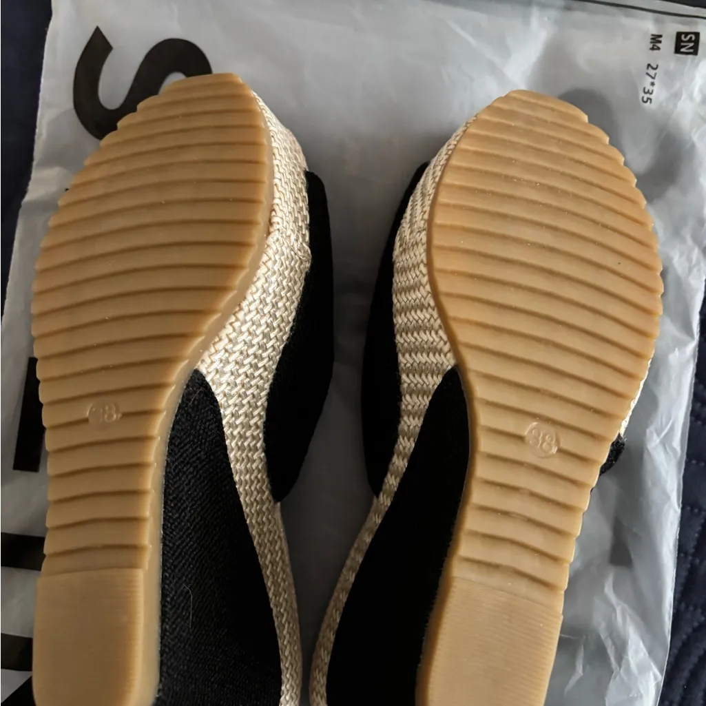 Black Wedge Sandals NWOT Size 7 - Image 3