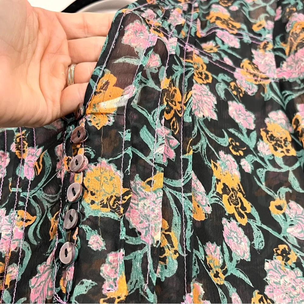 Free People See It Through Floral Maxi Dress in Black Combo XS NWT - Image 16