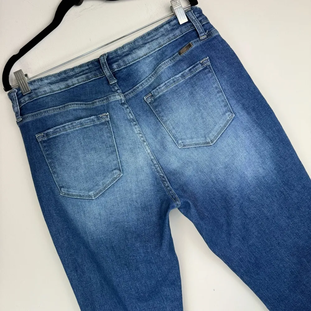Kancan Womens Crop Kickboot Flare Jeans Sz 31 Dark Wash Stretch Denim Blue - Image 10