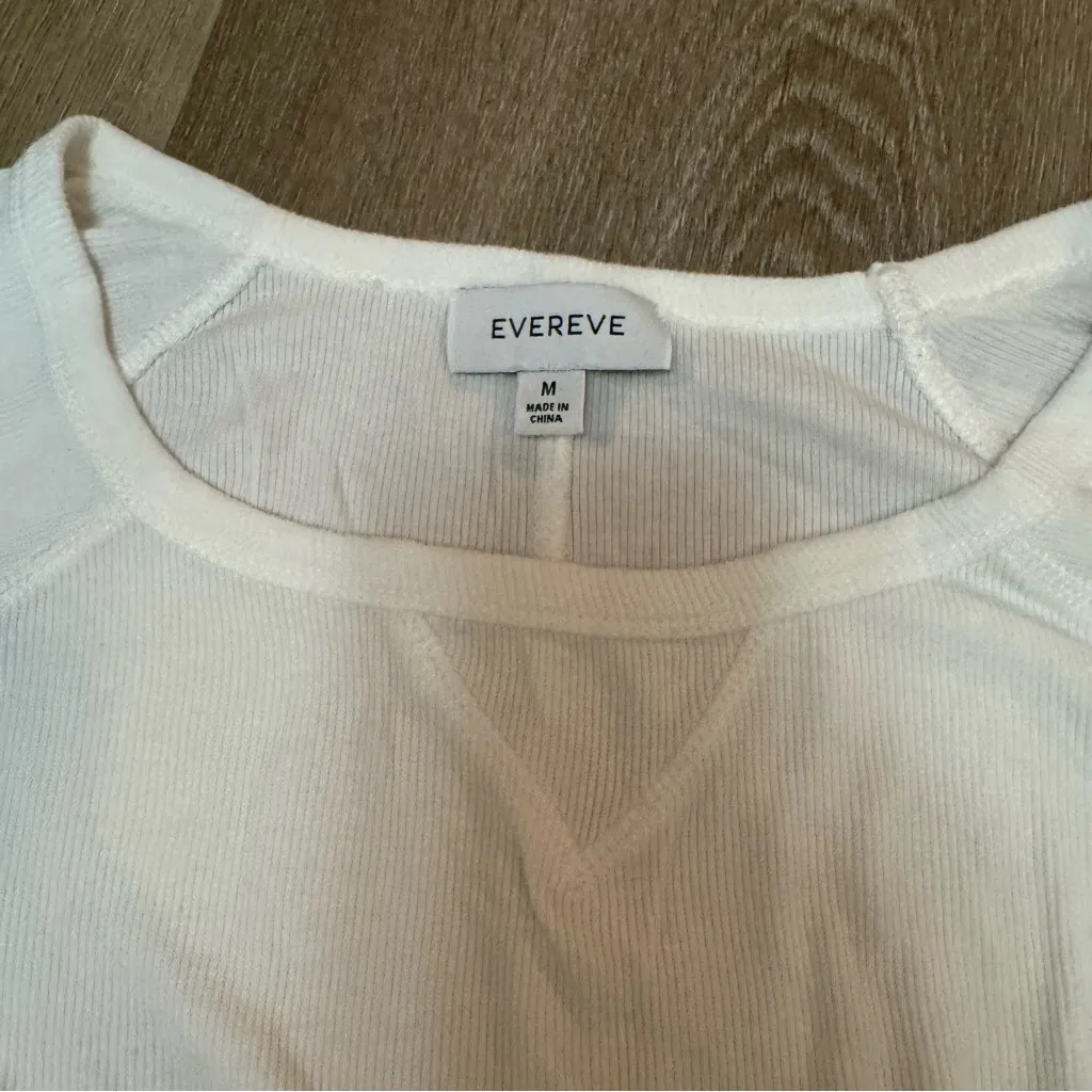 Evereve White Long Sleeve Ribbed Top - Image 2