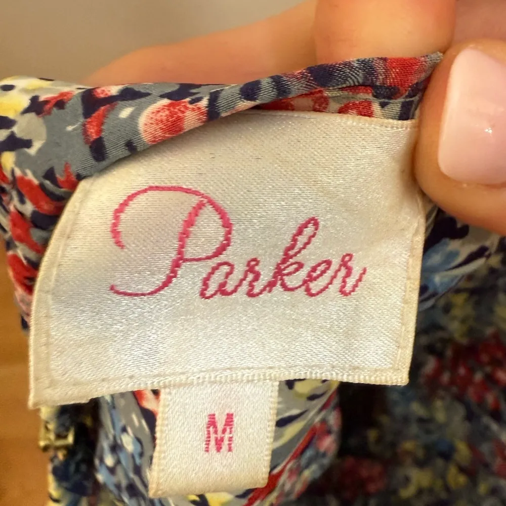 PARKER Silk Floral Print Strapless Mini Dress SIZE M - Image 5