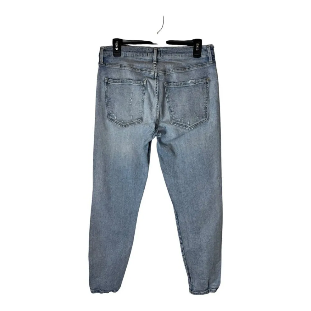 Agolde Jeans Women 29 Blue Light Wash Sophie Cropped Chewed Hem Distressed Retro - Image 4