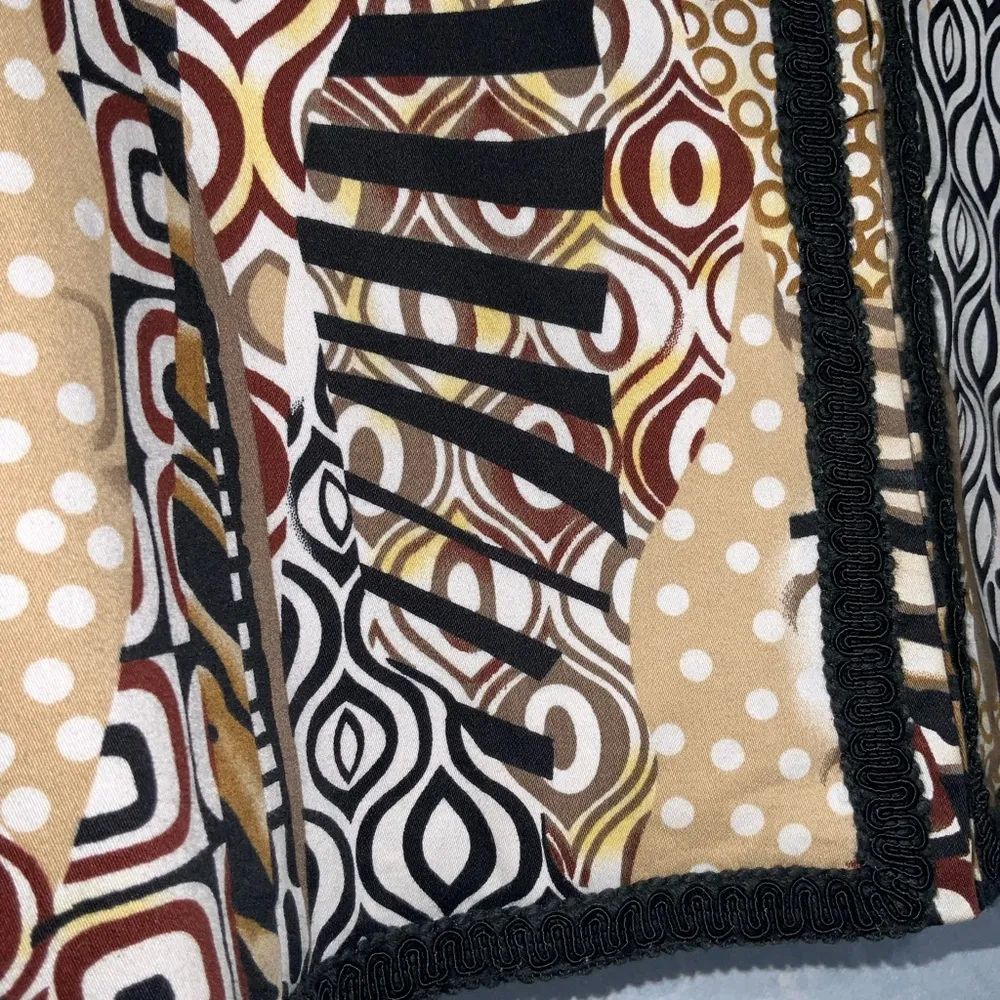 Vintage 80’s Giancarlo Ferrari Black Tan Animal Geometric Print Zip Up Jacket L Size L - Image 5