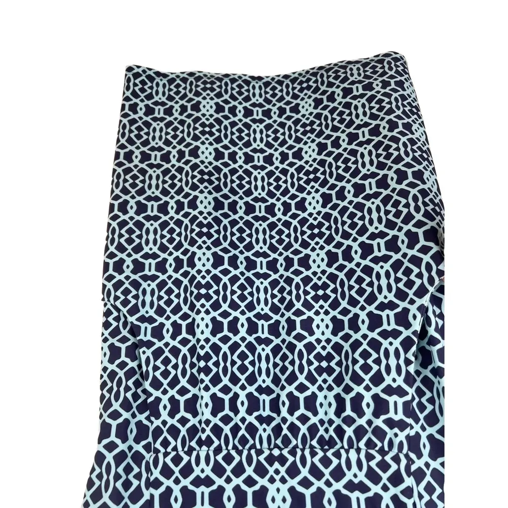 Jude Connally Blue Geometric Shift Dress Short Sleeves Size Small - Image 7