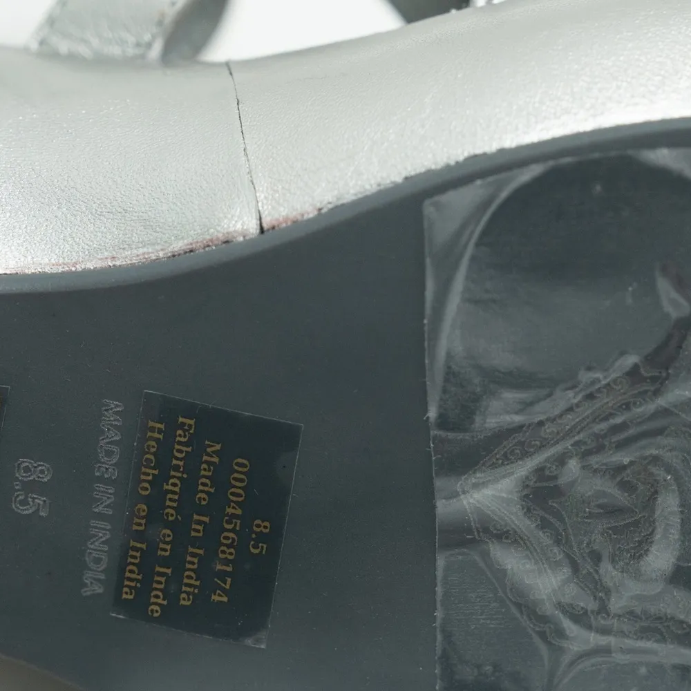 Free People. Brooklyn Ankle Strap Silver Metallic Platform Sandal. 8.5 - Image 10