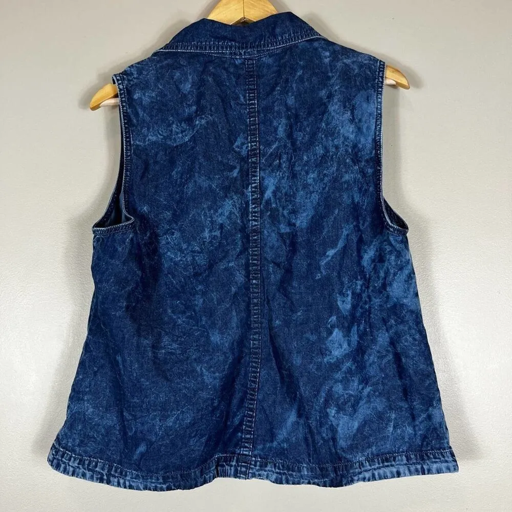 Chico’s Sequin Moto Denim Vest Blue Size M - Image 5