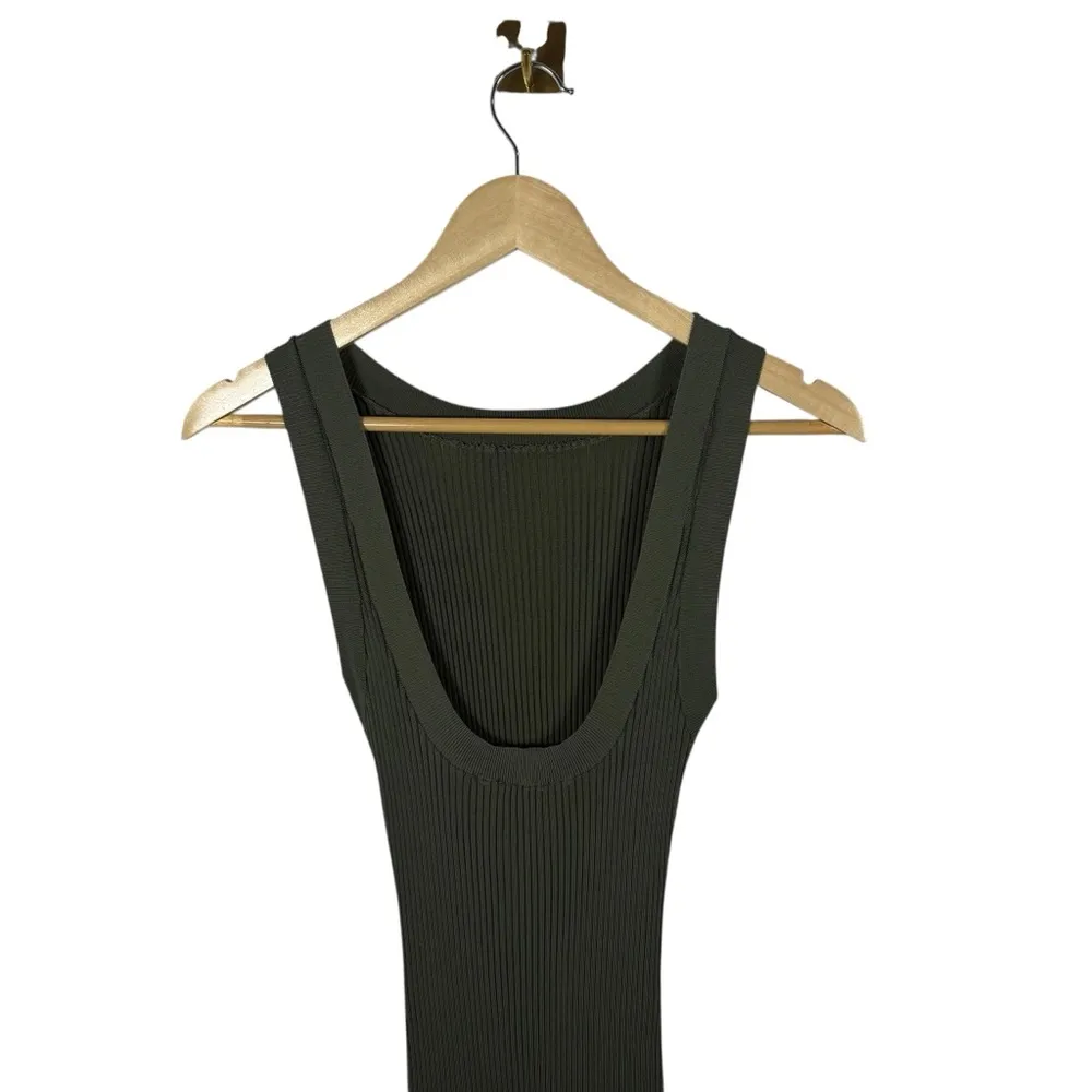 NWOT Good American Women’s Shine Rib Off Scoop Back Midi Dress Green S - Image 11