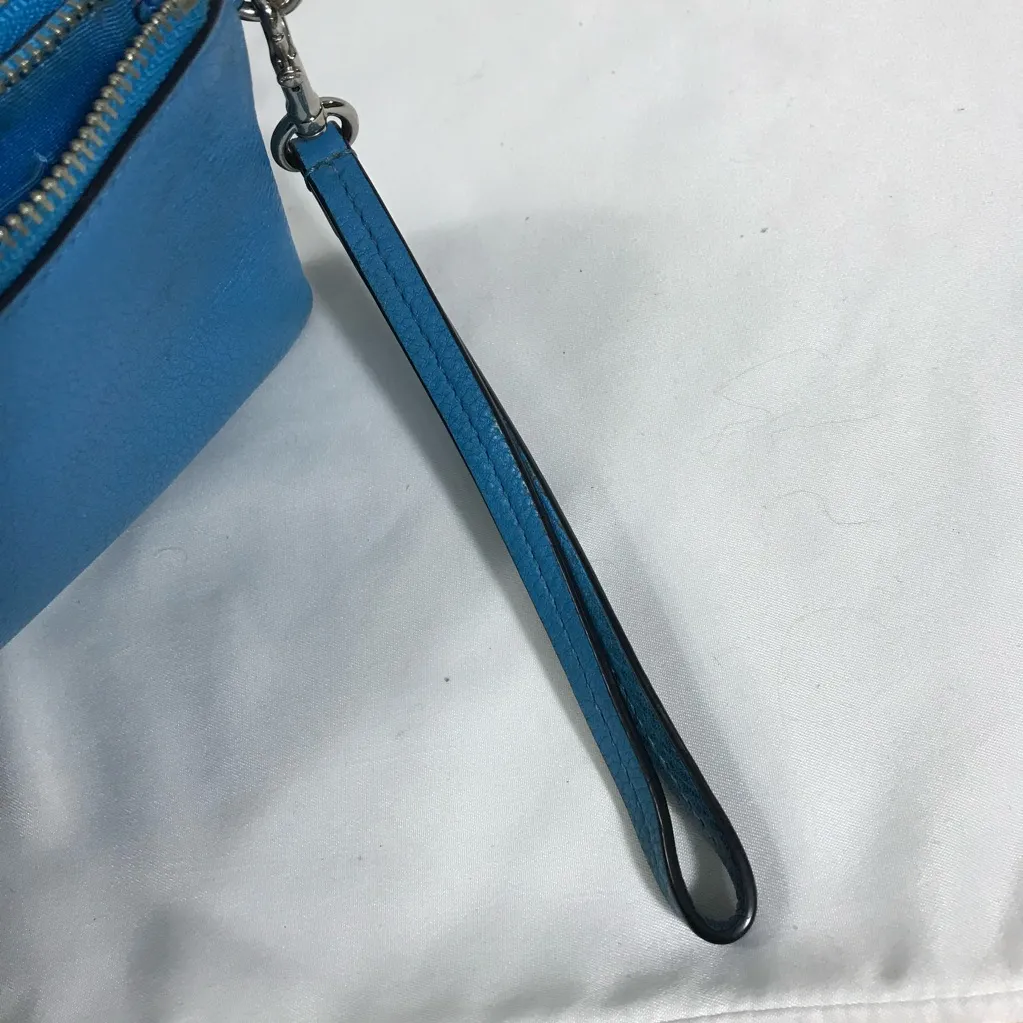 Coach Blue Pebbled Leather Double Corner Zip Wallet - Image 5