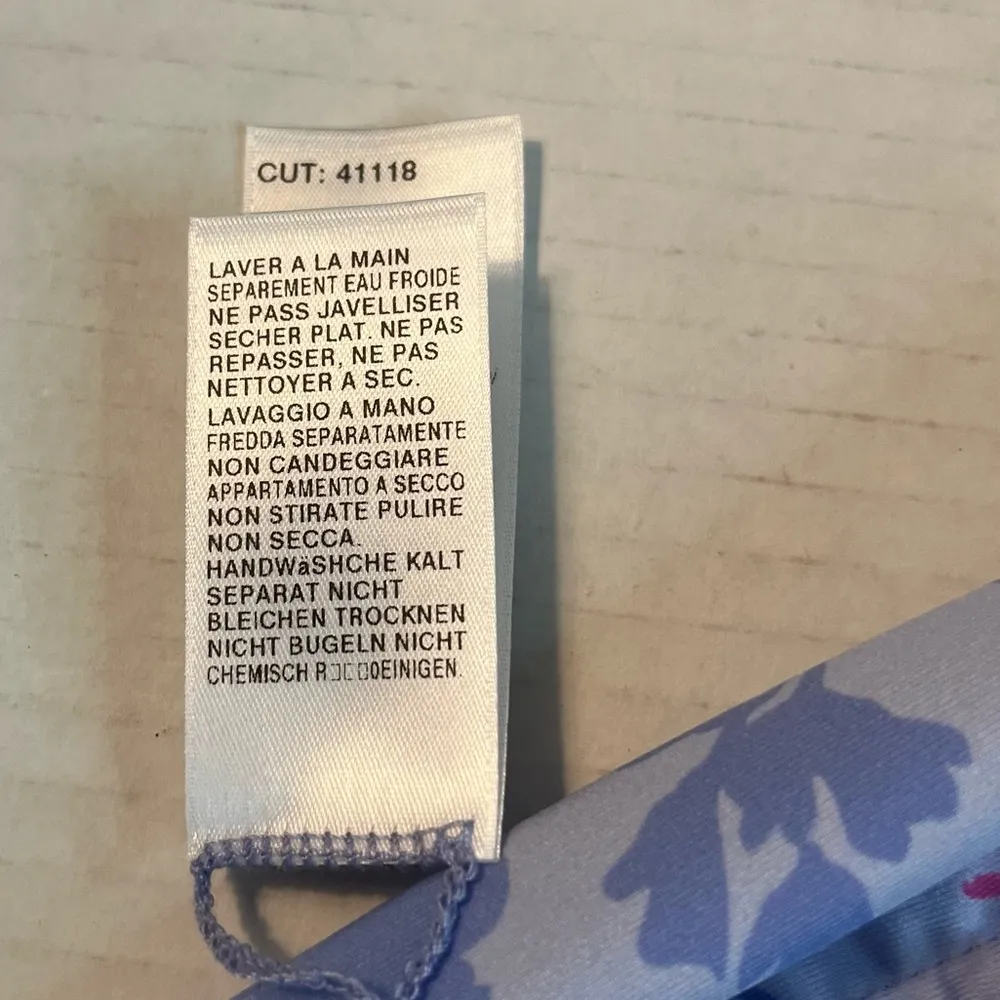 Splendid Floral Flurry Tie-Front Bikini Bottom High Leg Pant Sz L NWT Blue Pink - Image 15