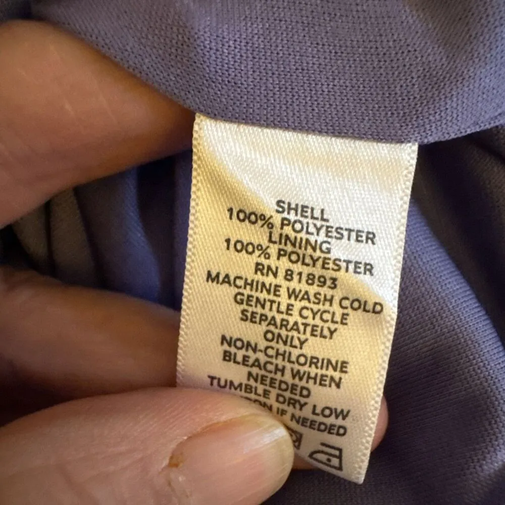 Liz Claiborne watercolor, floral blue tunic size large lined 3/4 sleeve Sz L - Image 4