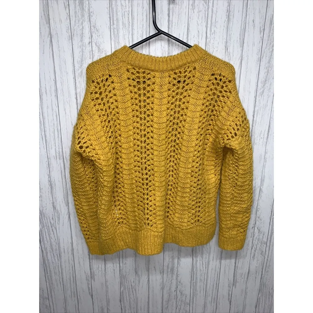 Womens Size S Madewell Windemere Pointelle Sweater Yellow EUC - Image 7