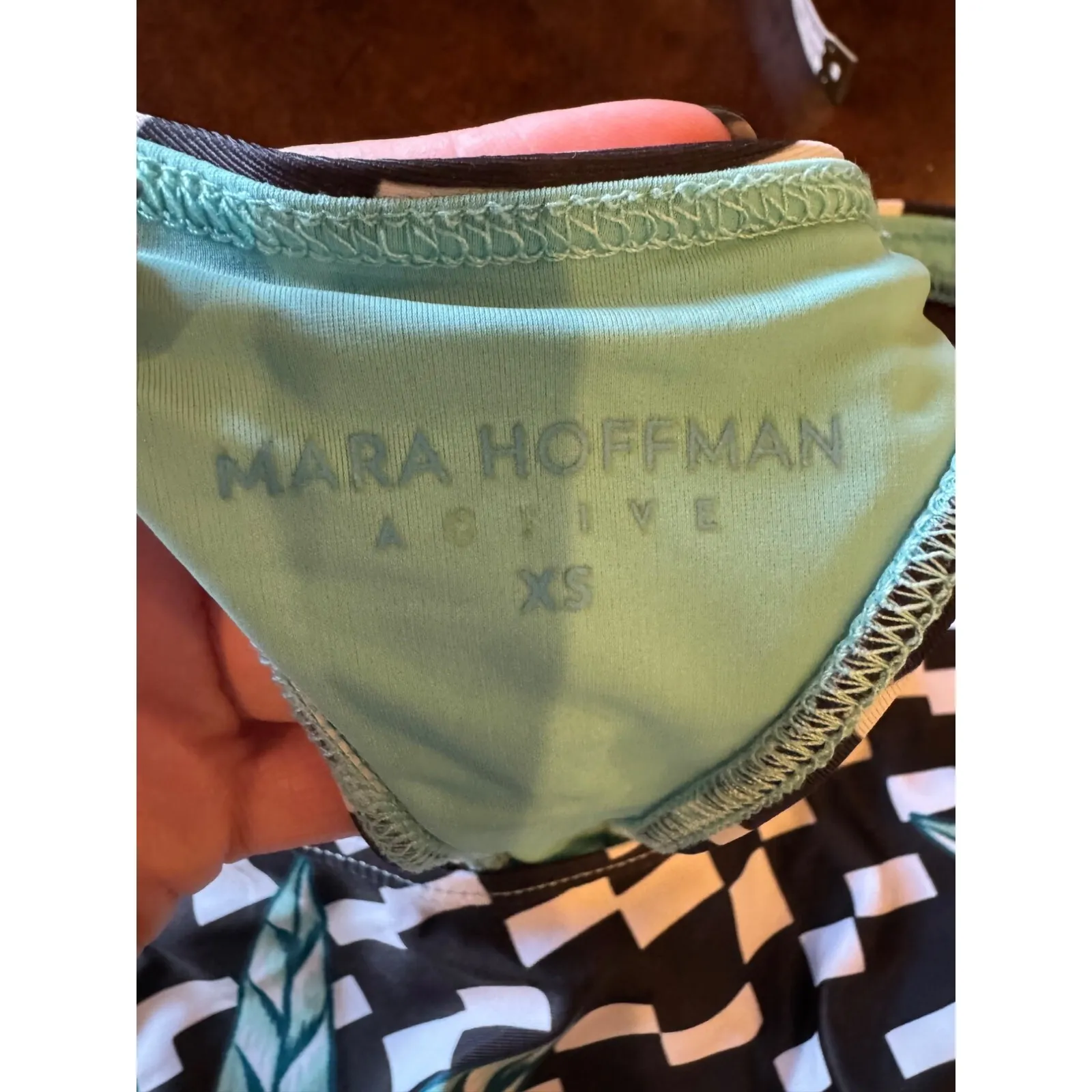 Mara Hoffman Sports Bra Women XS Blue Black Checked Active Combo Racerback - Image 10