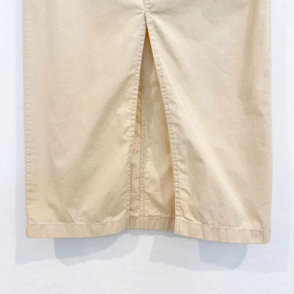 Abercrombie Womens Chino High Rise Midi Skirt Minimalist in Cream Tan Size Small - Image 4