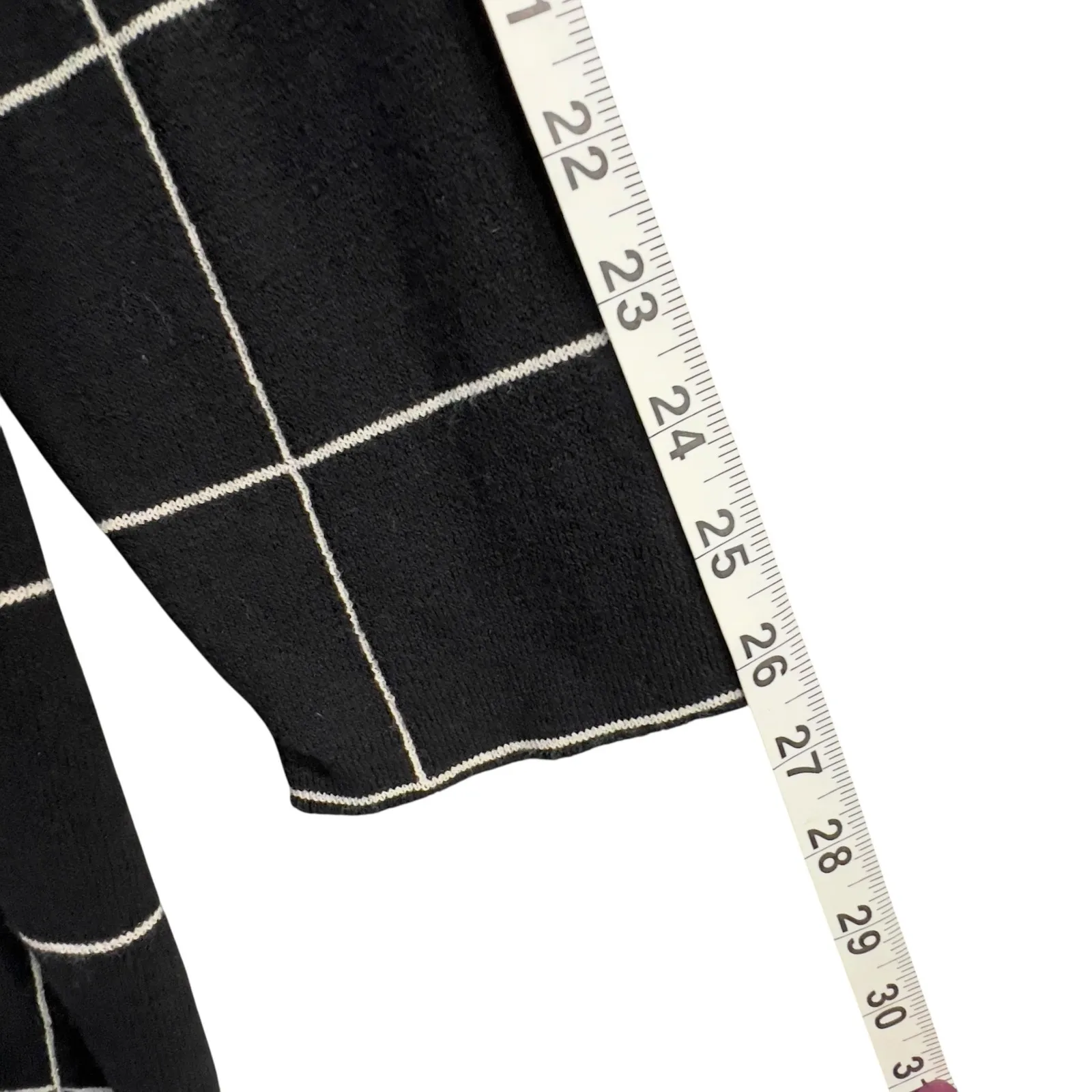 Eileen Fisher Cardigan Sweater Womens 2X Black Wool Windowpane Check Open Front - Image 11