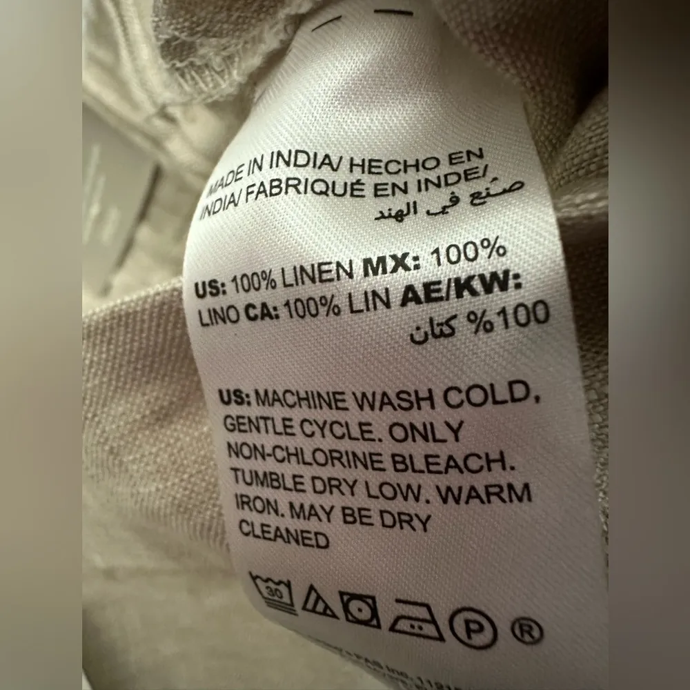 Chicos Linen Tapered Ankle Pant Size 3R 16 In Semi Natural Lagenlook NWT - Image 8