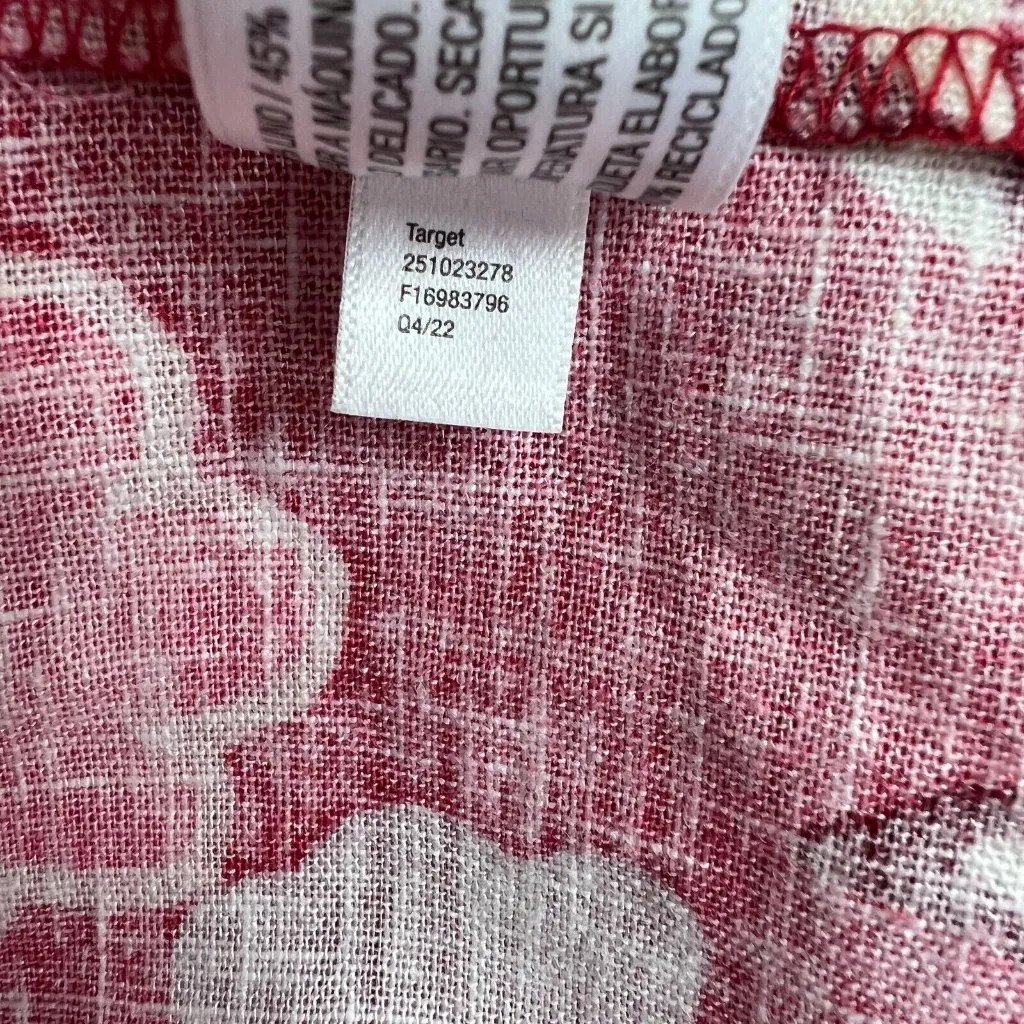 Rhode x Target Dress Womens 30 Red Zinnia Floral Midi Bell Sleeve Ruffle‎ Linen - Image 13