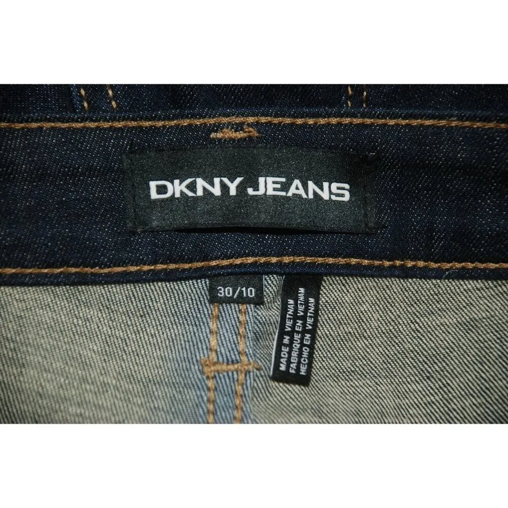 DKNY Ladies Size 10 30"X28" Denim Blue Jeans Dark Wash Straight Leg Short Ankle - Image 8