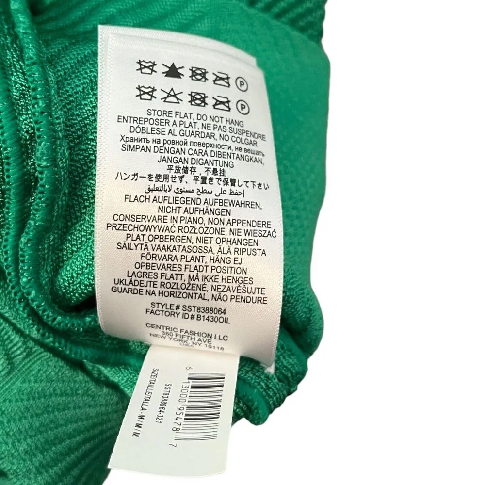 HERVE LEGER NWT Herringbone Mini Dress Green Size M Bodycon Sleeveless Scoop - Image 11