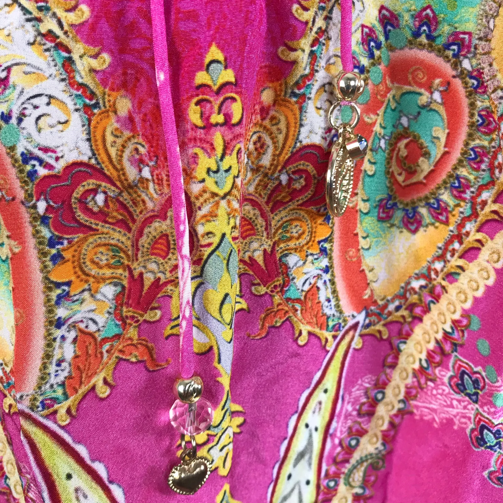 CAMILLA Silk Crystal Embellish Rufle Assym Wrap Dress Rainbow Rhythm Luxury Rare - Image 12