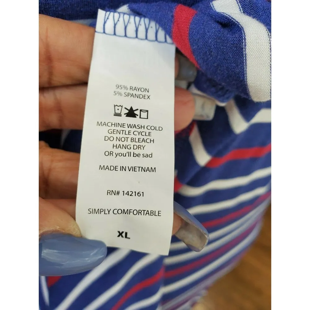 Lula Roe Women's Blue Striped Rayon Scoop Neck Half Sleeve Long Maxi Dress XL - Image 9