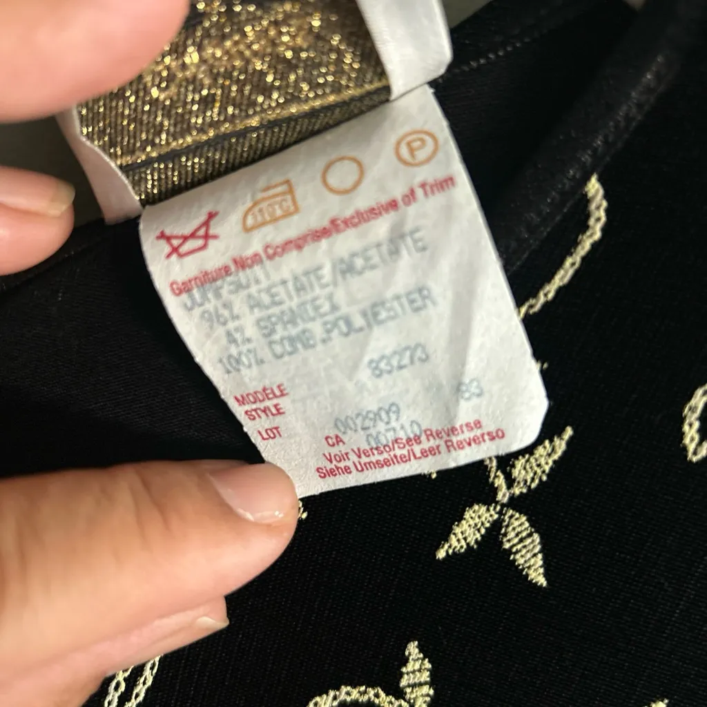 Vintage Joseph Ribkoff Black and Gold Elegant Jumpsuit Sz 10 - Image 6