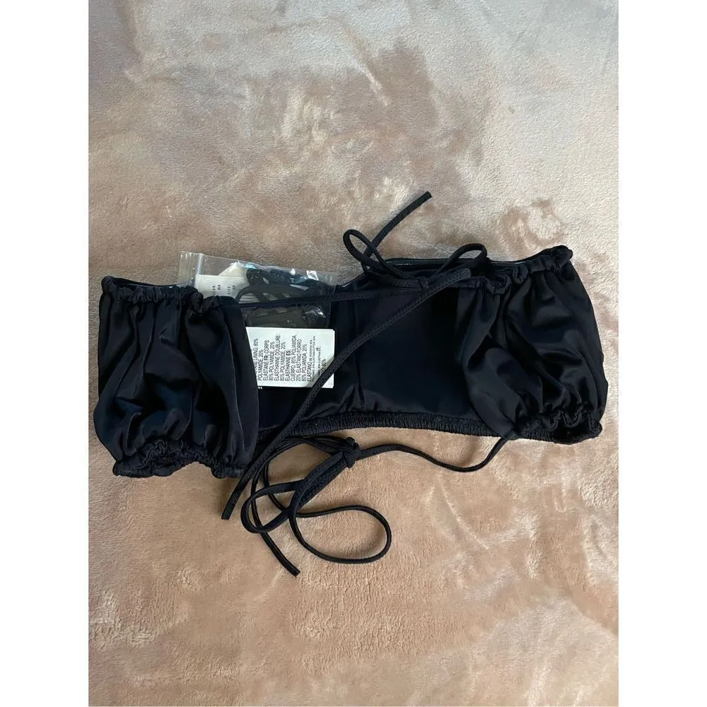 NWT. RVCA Solid 2 Way Bandeau Bikini Top Black Size S(8) Convertible Beach pool Black - Image 7