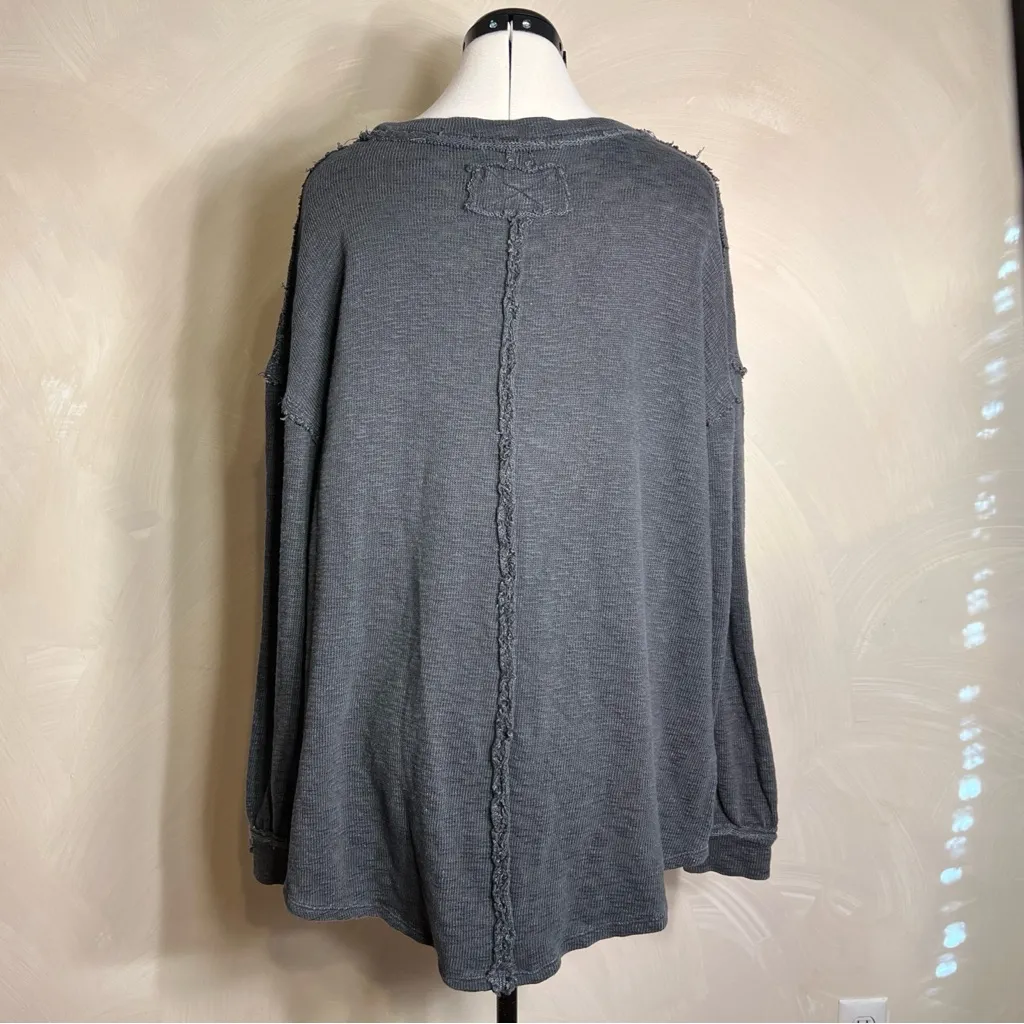 We The Free Women’s L/S Pullover Casual Minimalist Distress Gray Sweatshirt|Sz:M - Image 3