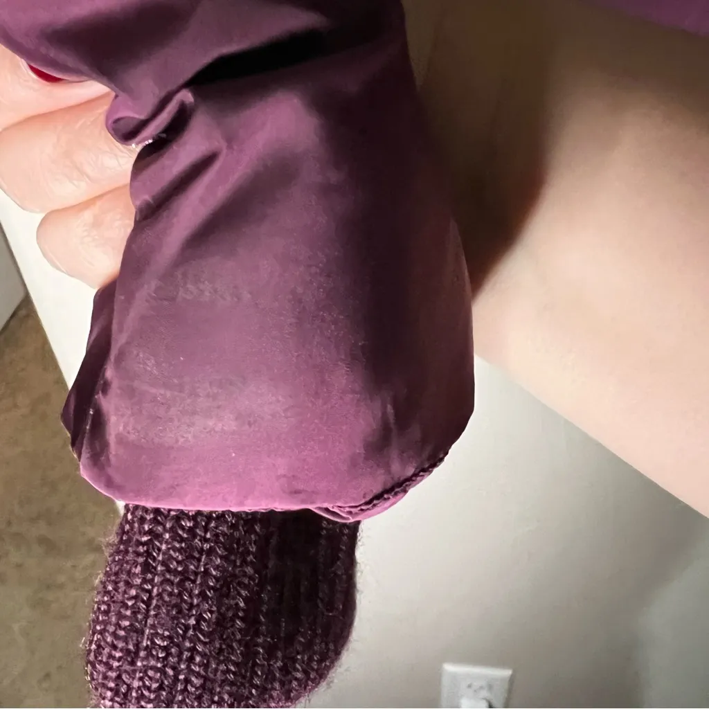 Add Luxury Burgundy Real Down Pillow Neck Puffer Jacket Purple Size 2 - Image 10