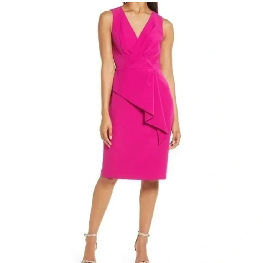 Eliza J Gathered sheath beautiful pink dress size 6 wedding guest dress - Image 6