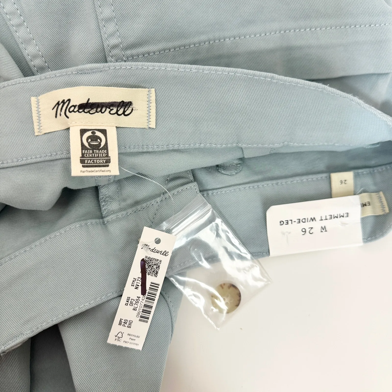 Madewell The Emmett Wide Leg Pant Patch Pocket Blue Horizon High Rise US 26 NWT - Image 12