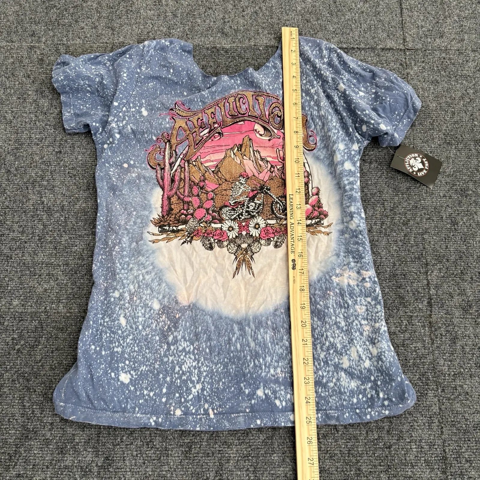 Affliction Women's "Skeleton Valley" scoop neck rhinestone T-Shirt NWT Y2K Style - Image 12