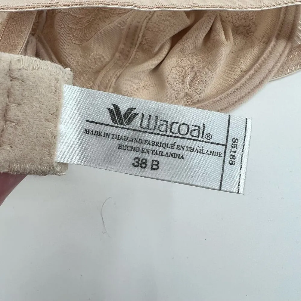 Wacoal High Profile Bra beige tan nude subtle floral underwire 85188 size 38B - Image 7