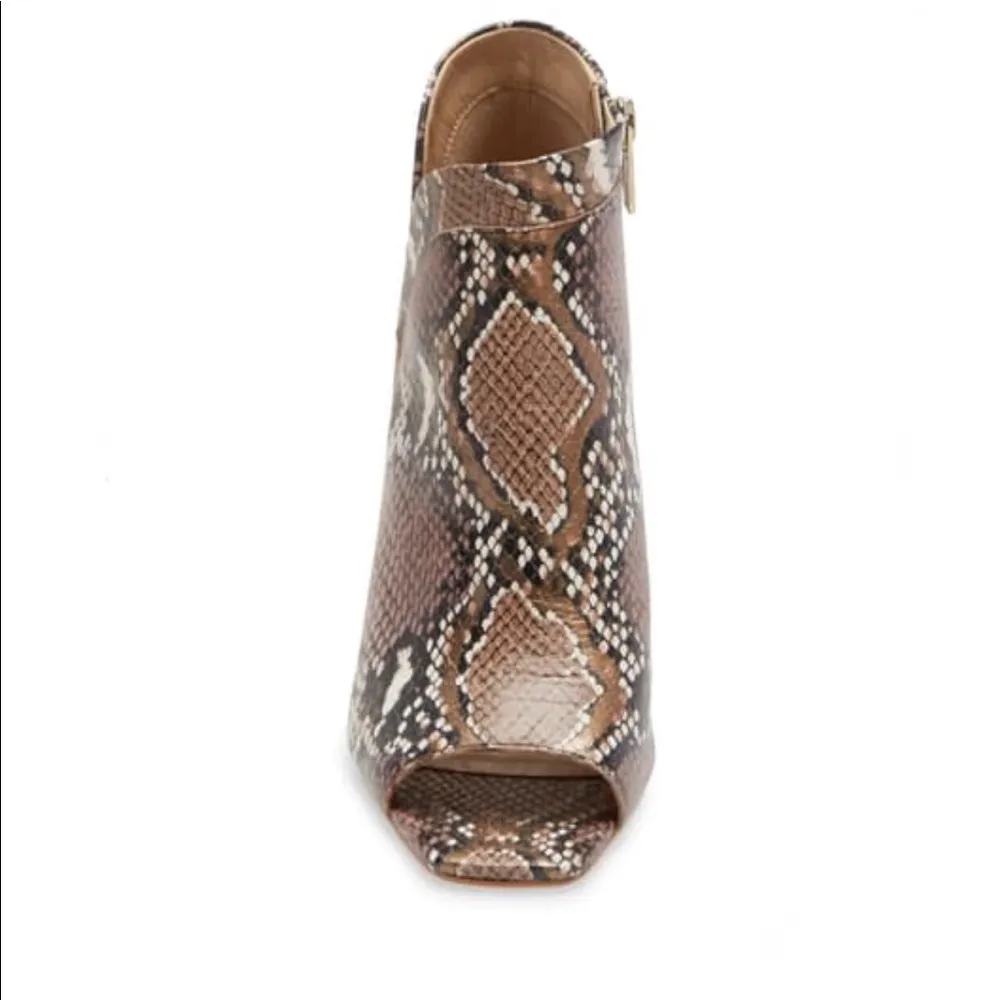 New Vince Camuto Fedrilla Peep Toe Snake Print Embossed Block Heel Bootie - Image 8