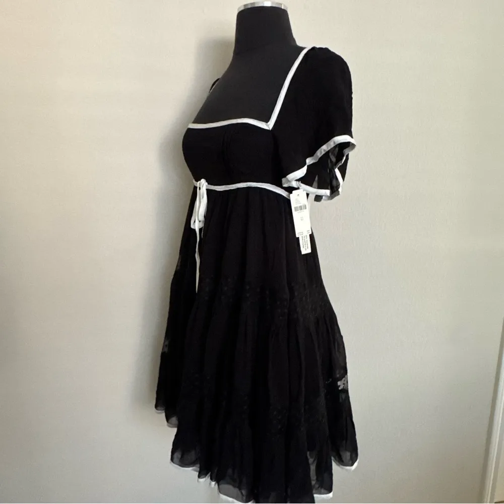 Anthropologie Maeve Flutter Sleeve Bow Babydoll Mini Dress Size XS - Image 8