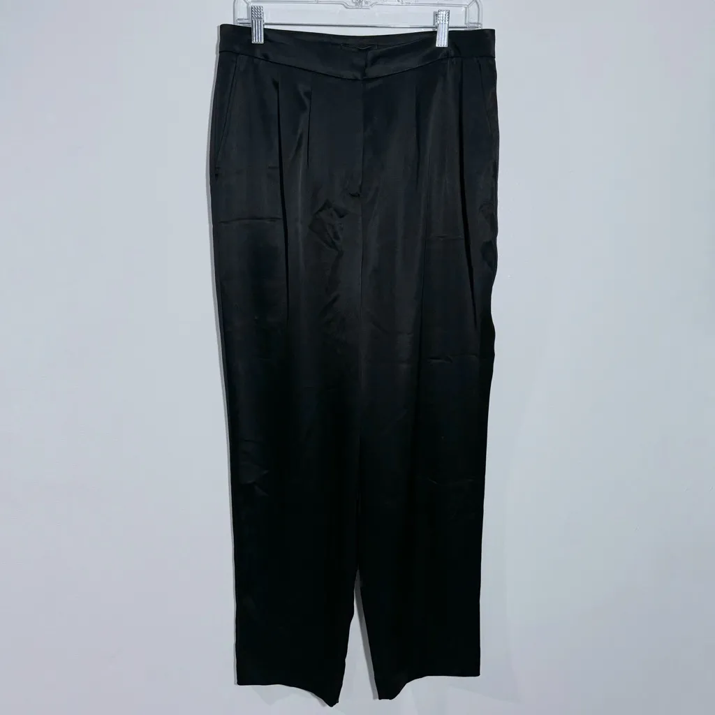 NWT Generation Love Portia Pleated Satin Pants In Black Size 10 - Image 3
